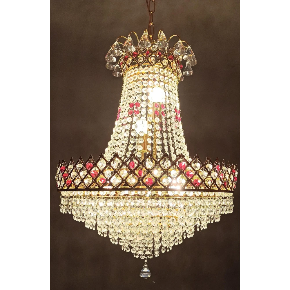 SHRI MAHAL ANTIQUES LED Crystal Big Size Jhumar Ceiling Light for Living Room/Hall/Bed Room