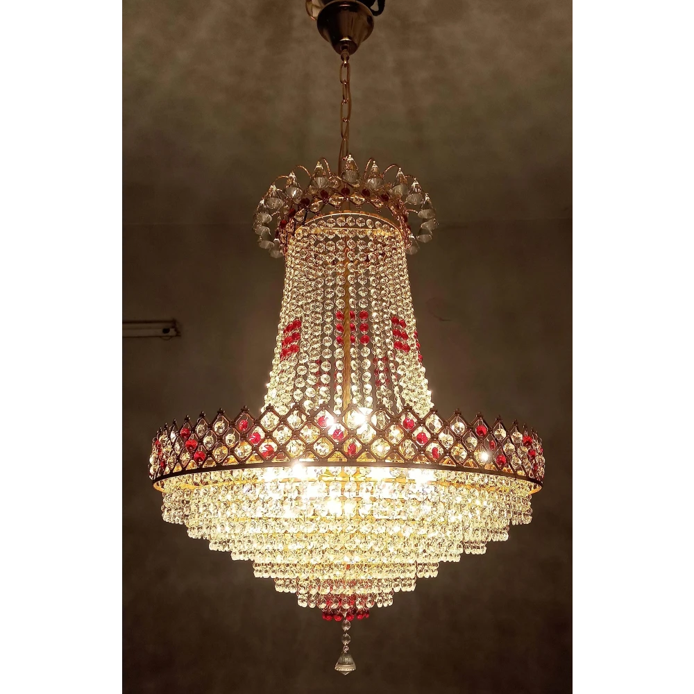 Crystal Chandelier for Living Room Bedroom Office Jhoomar Glass Crystal Big Size Jhumar Modern Ceiling Light (Size: 57 x 57 x 120 CM) BZ_PA_CL 1665