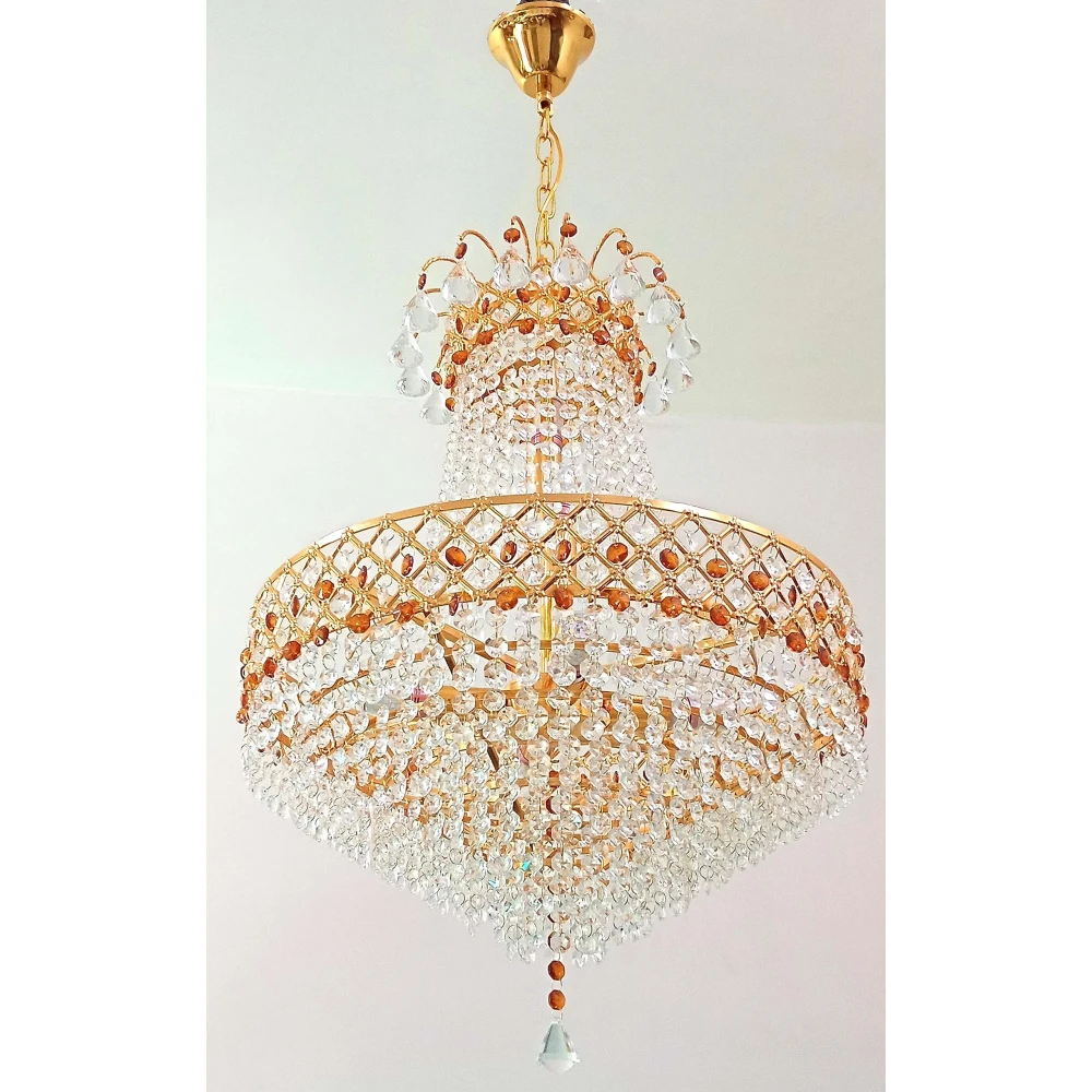 SHRI MAHAL ANTIQUES LED Crystal Big Size Jhumar Lamp Ceiling Light for Living Room/Hall/Bed Room