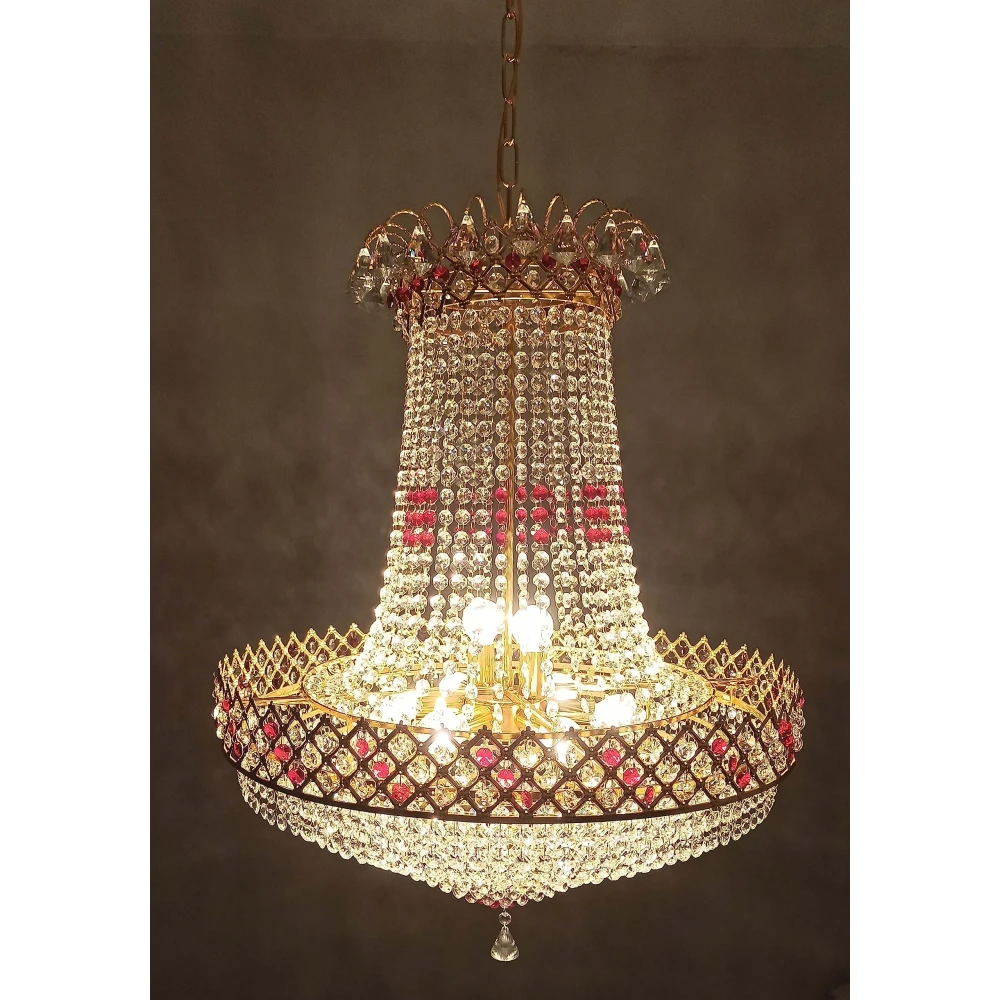 Crystal Chandelier for Living Room Bedroom Office Jhoomar Glass Crystal Big Size Jhumar Modern Ceiling Light (Size: 57 x 57 x 120 CM) BZ_PA_CL 1665