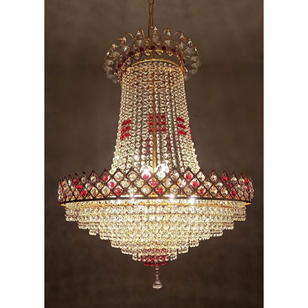 Crystal Chandelier for Living Room Bedroom Office Jhoomar Glass Crystal Big Size Jhumar Modern Ceiling Light (Size: 57 x 57 x 120 CM) BZ_PA_CL 1665