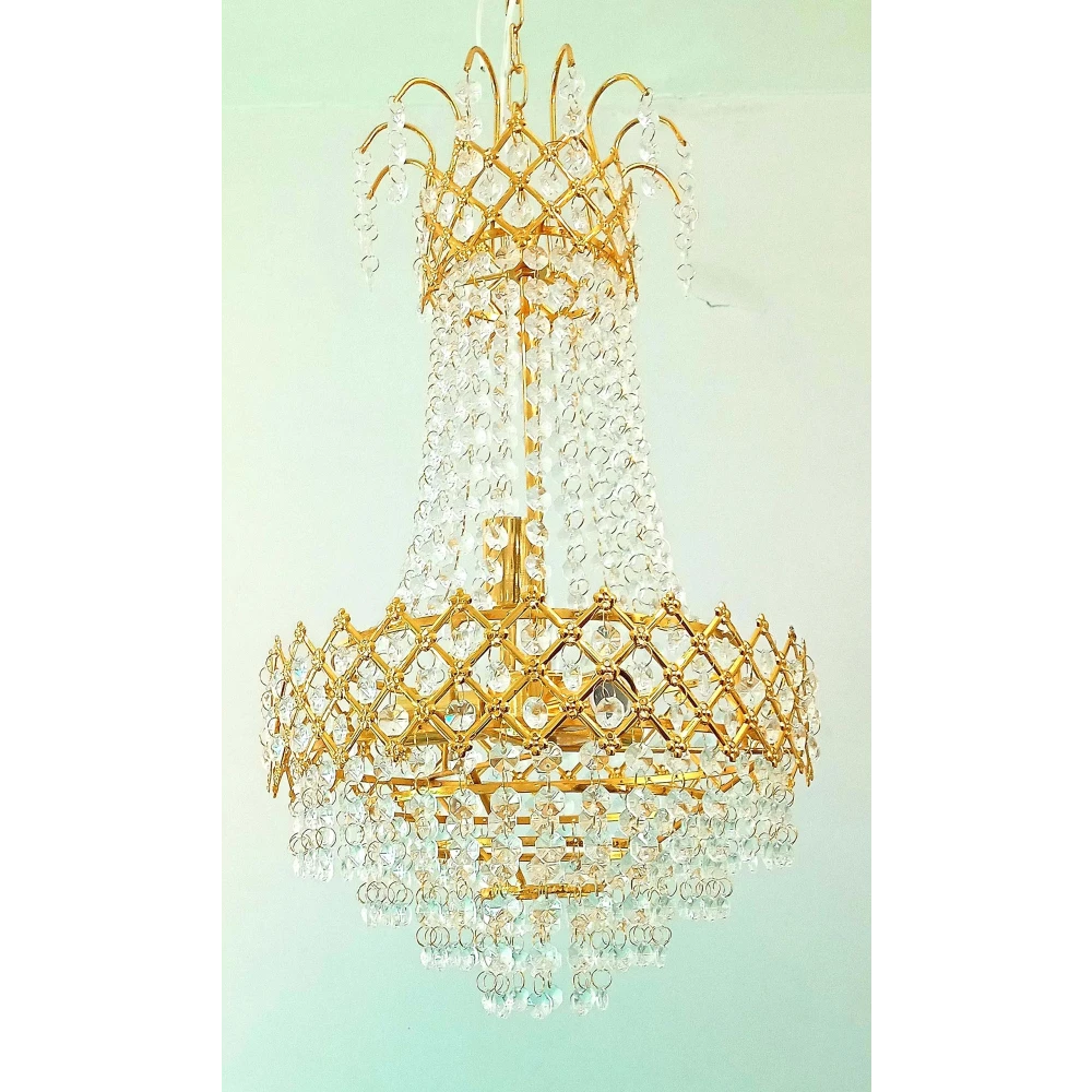 SHRI MAHAL ANTIQUES Crystal Big Size Jhumar Ceiling Light for Living Room/Hall/Bed Room Chandelier Ceiling Lamp