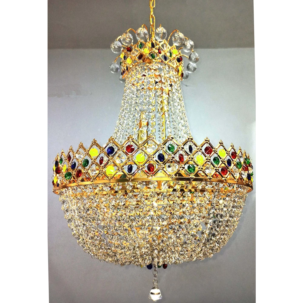 SHRI MAHAL ANTIQUES® LED Crystal Chandelier Ceiling Lamp jHHOMAR Chandelier Chandelier Ceiling Lamp Glass Crystal Big Size Jhhomar Lamp Ceiling Light for Living Room/Hall/Bed Room etc. Chandelier Ceiling