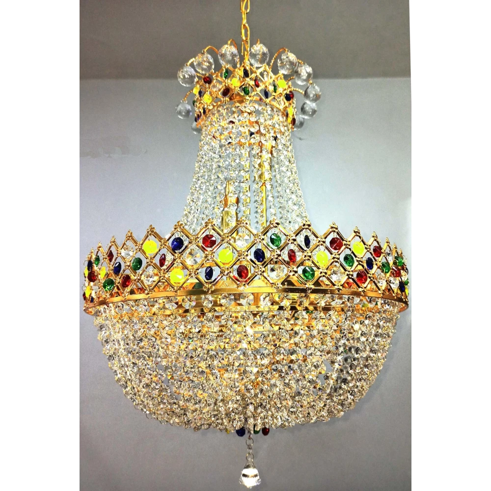 SHRI MAHAL ANTIQUES LED Crystal Big Size Jhumar Ceiling Light for Living Room/Hall/Bed Room Hall Decorative