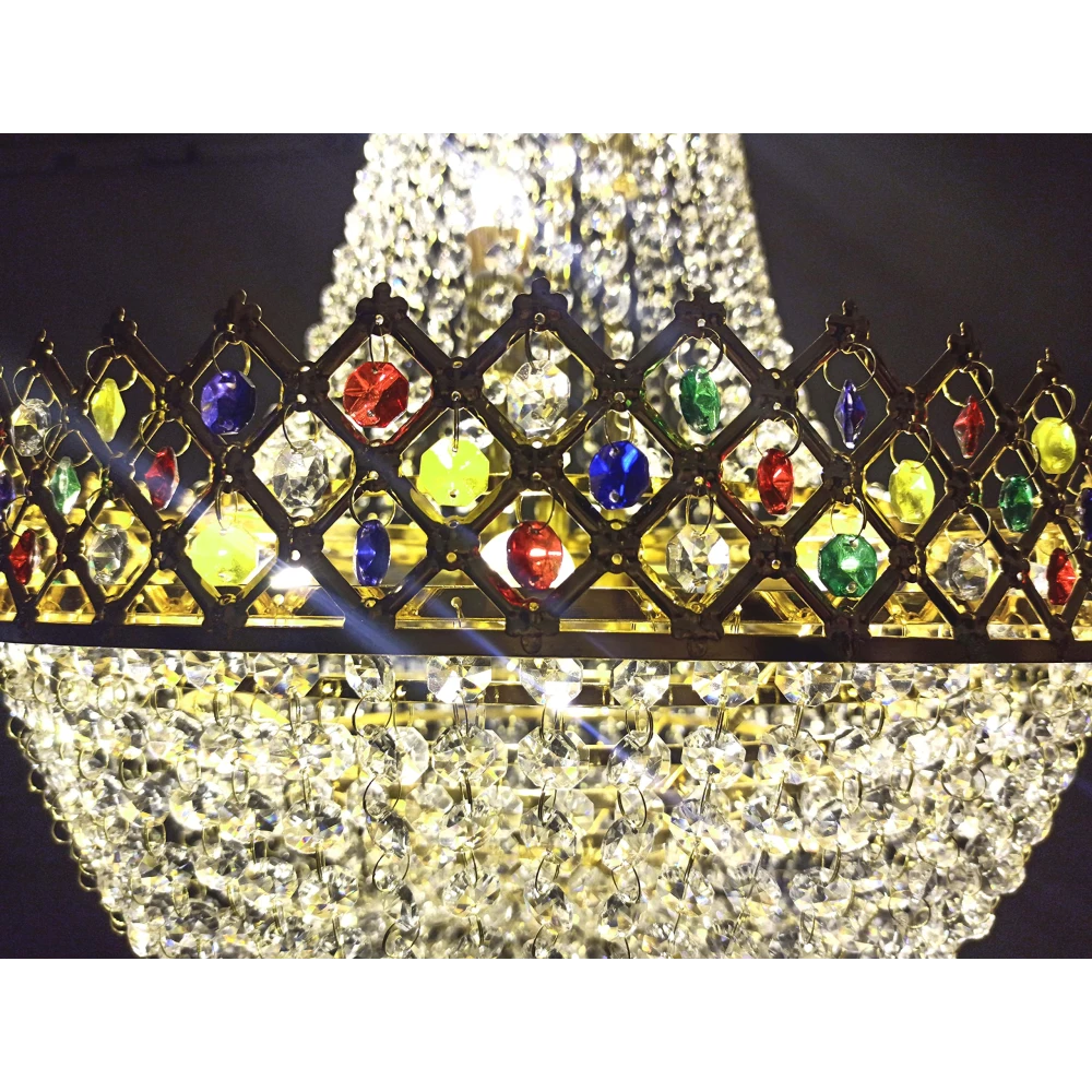 SHRI MAHAL ANTIQUES LED Crystal Big Size Jhumar Ceiling Light for Living Room/Hall/Bed Room Hall Decorative
