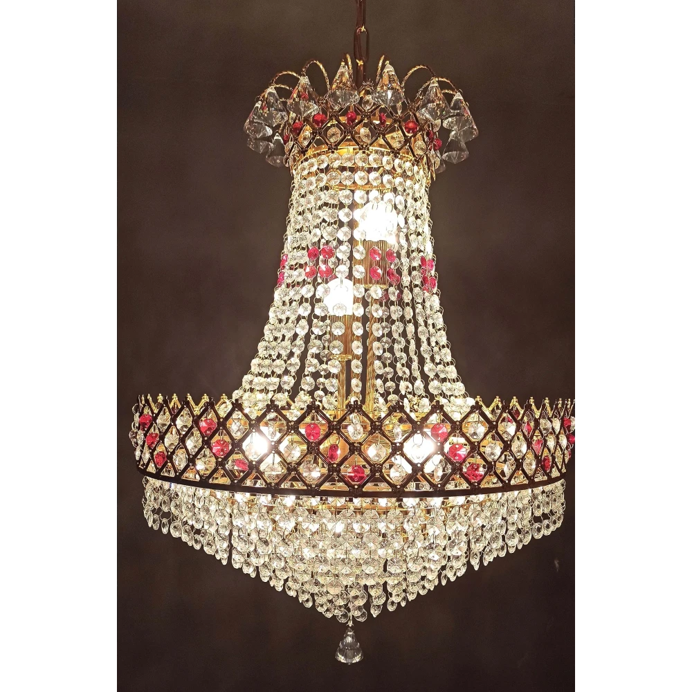 SHRI MAHAL ANTIQUES LED Crystal Big Size Jhumar Ceiling Light for Living Room/Hall/Bed Room