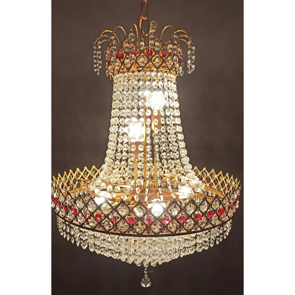 SHRI MAHAL ANTIQUES LED Crystal Big Size Jhumar Lamp Ceiling Light for Living Room/Hall/Bed Room Hall