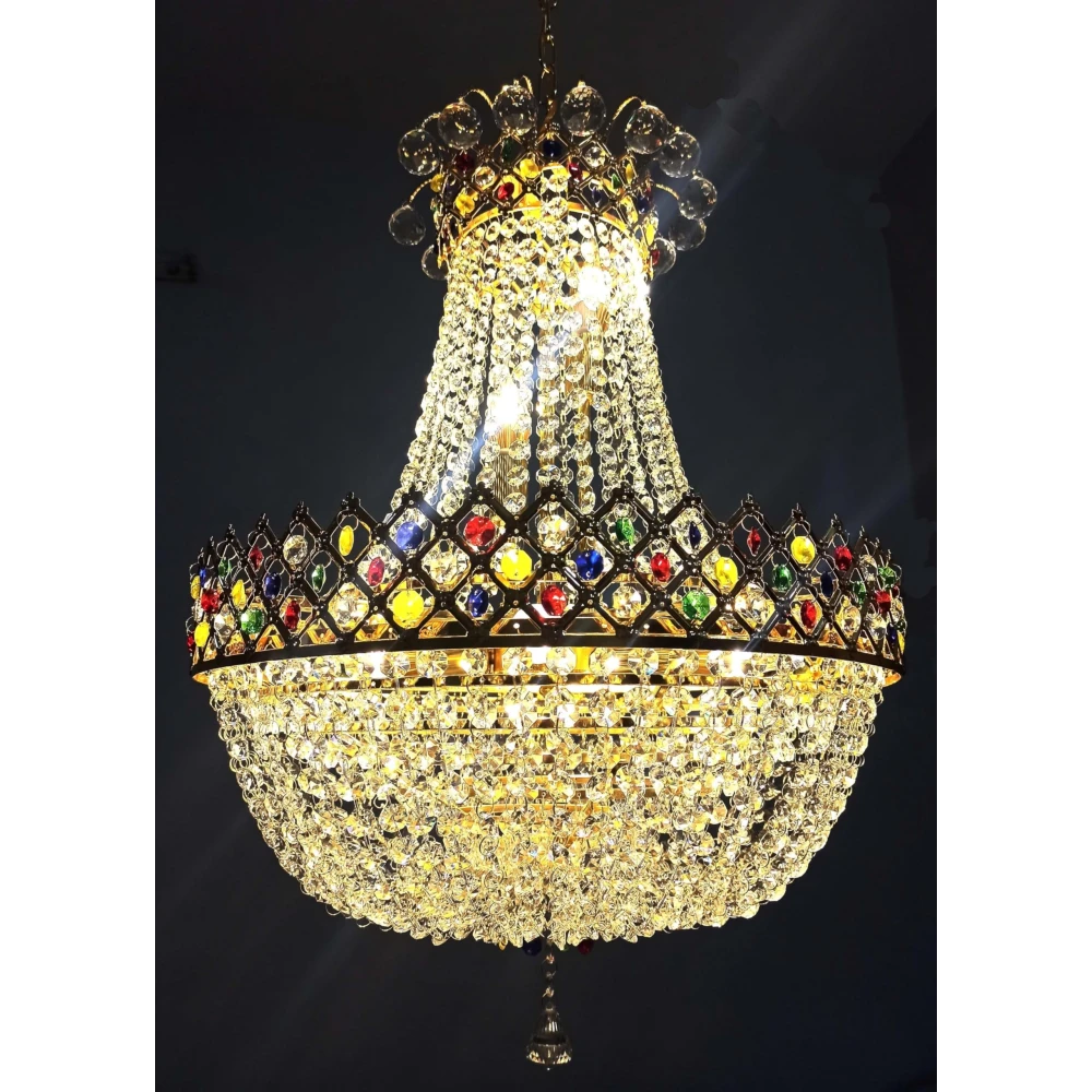 SHRI MAHAL ANTIQUES LED Decorative Crystal Big Size Jhhomar Lamp Ceiling Light for Living Room/Hall/Bed Room