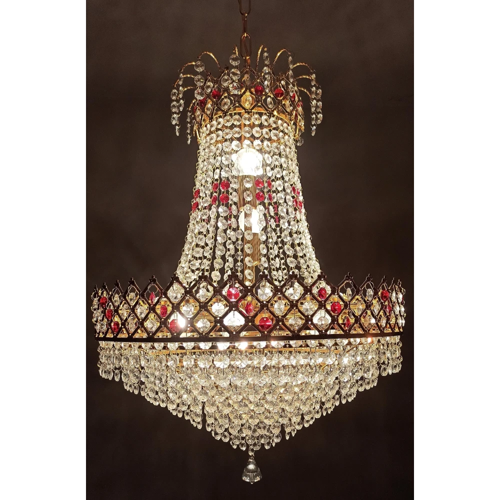 SHRI MAHAL ANTIQUES LED Crystal Big Size Jhumar Lamp Ceiling Light for Living Room/Hall/Bed Room Hall