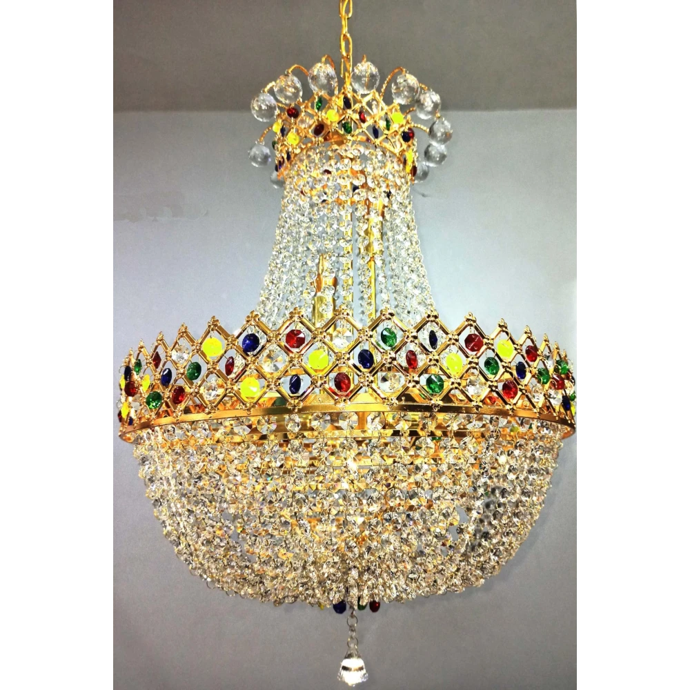 SHRI MAHAL ANTIQUES LED Decorative Crystal Big Size Jhhomar Lamp Ceiling Light for Living Room/Hall/Bed Room