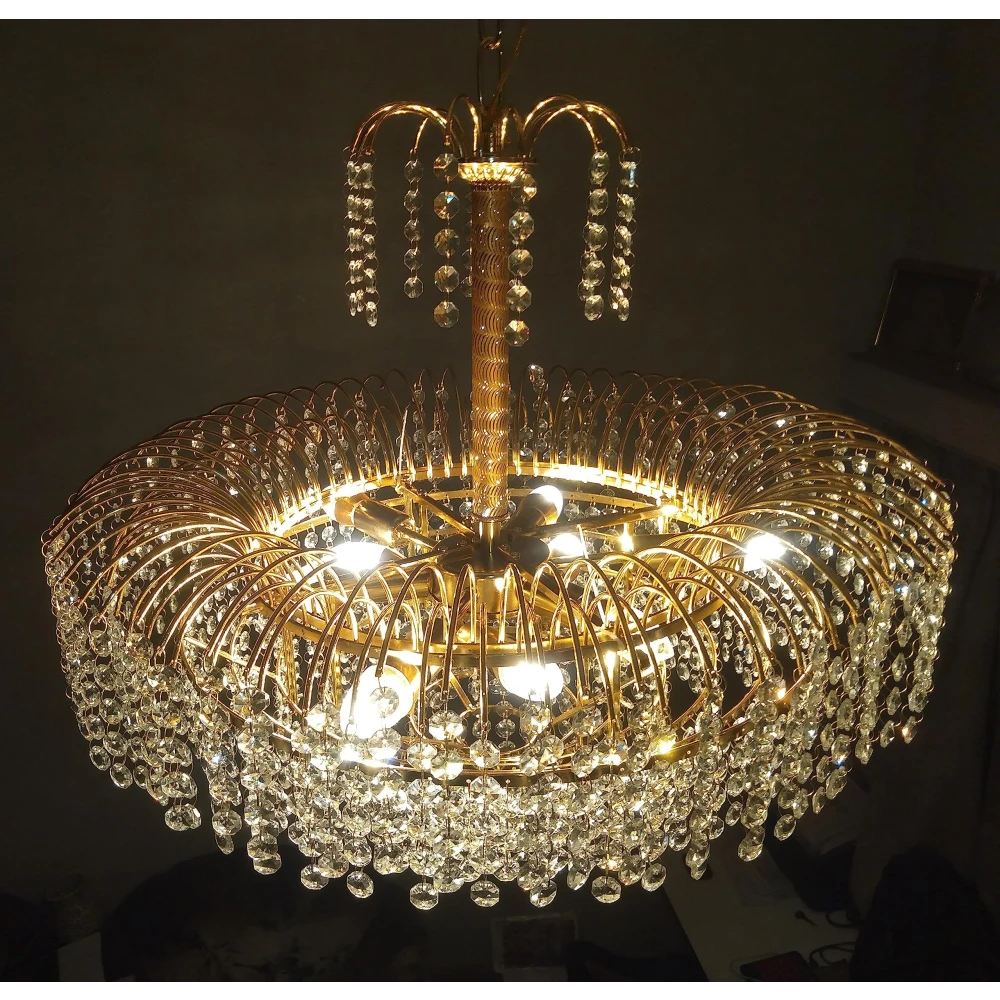 SHRI MAHAL ANTIQUES LED Crystal Big Size Jhhomar Lamp Ceiling Light for Living Room/Hall/Bed Room Chandelier Ceiling Lamp (Gold, Clear