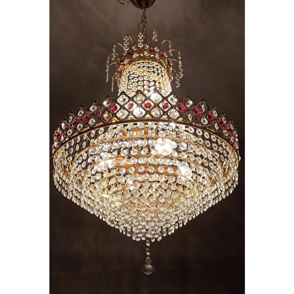 SHRI MAHAL ANTIQUES LED Crystal Big Size Jhumar Lamp Ceiling Light for Living Room/Hall/Bed Room Hall