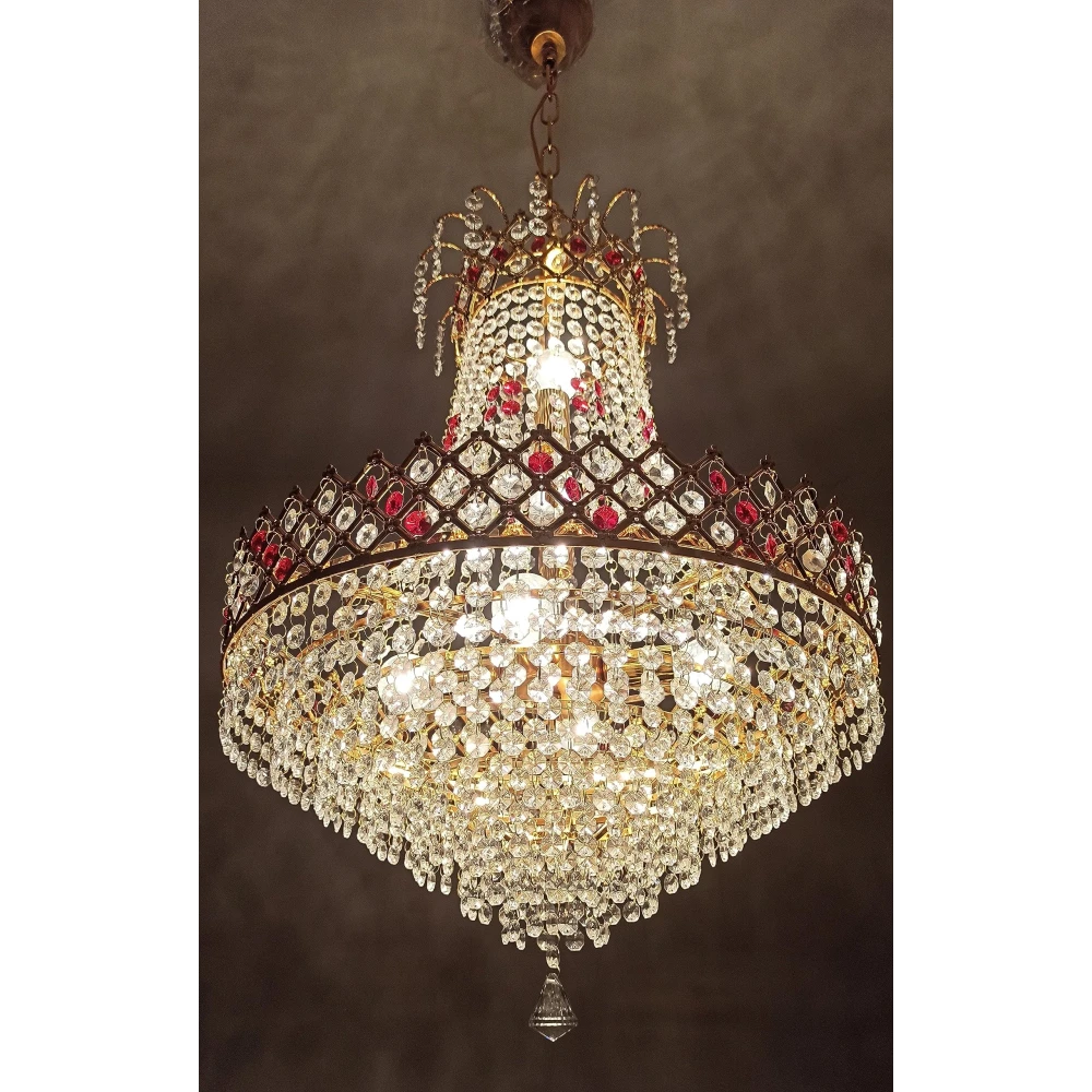 SHRI MAHAL ANTIQUES LED Crystal Big Size Jhumar Lamp Ceiling Light for Living Room/Hall/Bed Room Hall