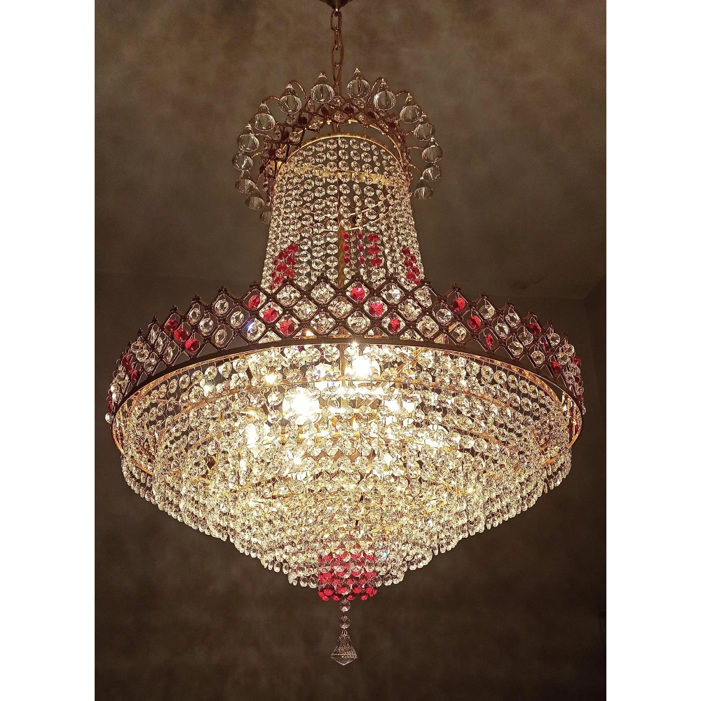 Crystal Chandelier for Living Room Bedroom Office Jhoomar Glass Crystal Big Size Jhumar Modern Ceiling Light (Size: 57 x 57 x 120 CM) BZ_PA_CL 1665