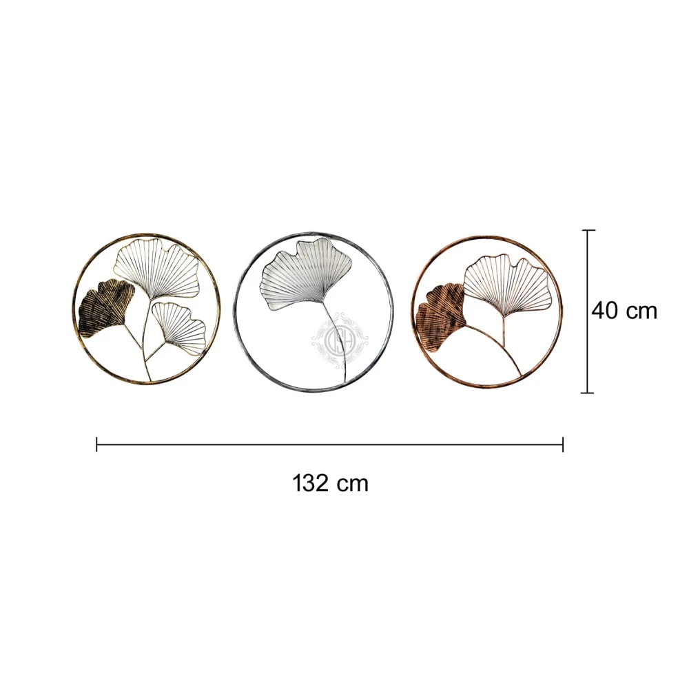 Metal Wall Art Multicolor Decorative Metal Gingko leaf (Set Of 3) Wall Decor