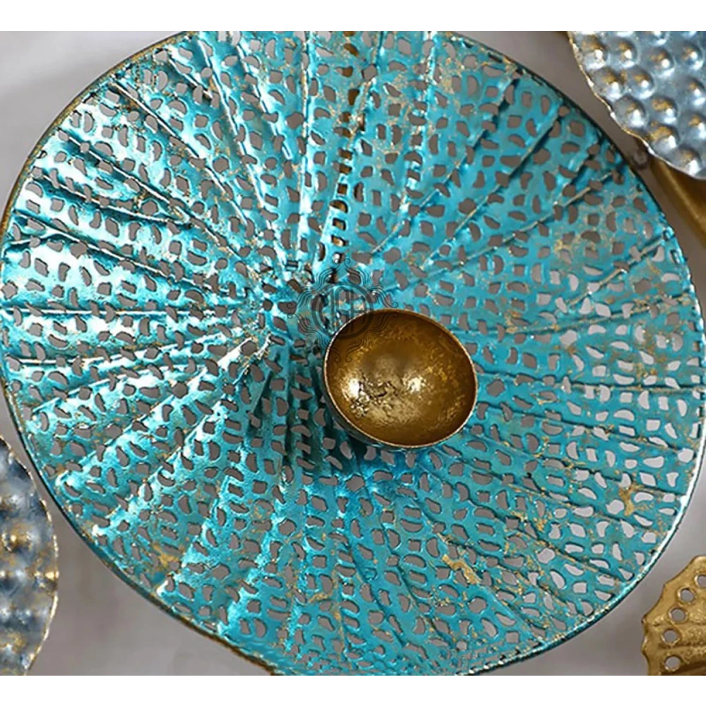 Metal Wall Art Lotus Leaves Wall Hanging Wall Decor Sculpture (46 X 17 Inch)