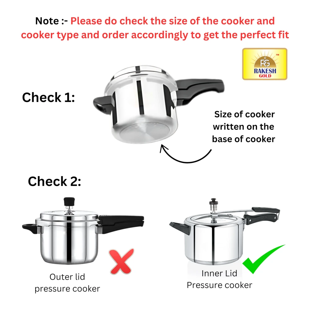 Rakesh Gold Stainless Steel Cooker Container/Cooker Separator | Stainless Steel, Stackable, Food Grade, Rust-Free, Easy to Clean (1, cooker separator, Suitable for 3 litre Inner lid Cooker)