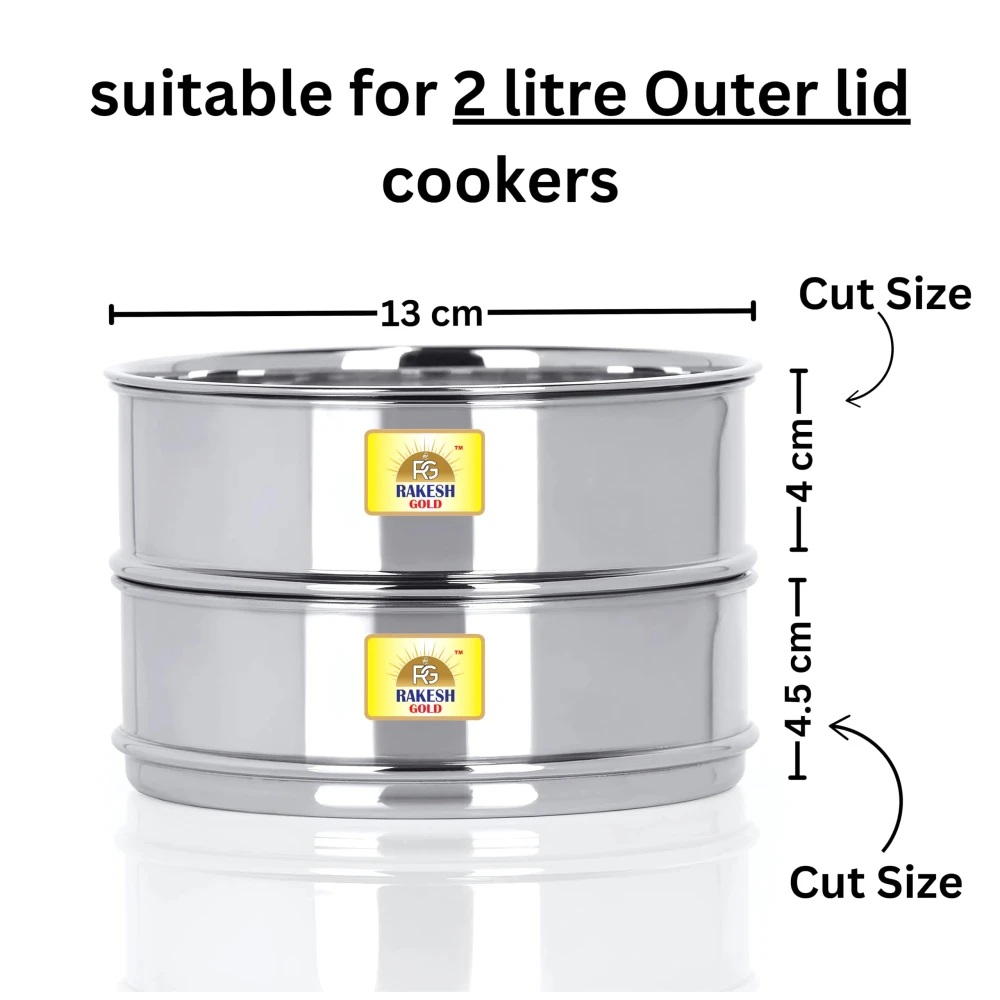 Rakesh Gold Stainless Steel Cooker Container/Cooker Separator | Stainless Steel, Stackable, Food Grade, Rust-Free, Easy to Clean (cooker separator, Suitable for 2 Liter Outer lid Cooker)