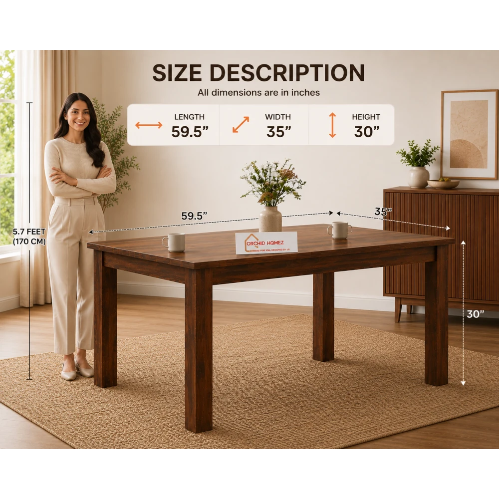 Orchid Homez Amica 6 Seater Wooden Dining Table Set for Family