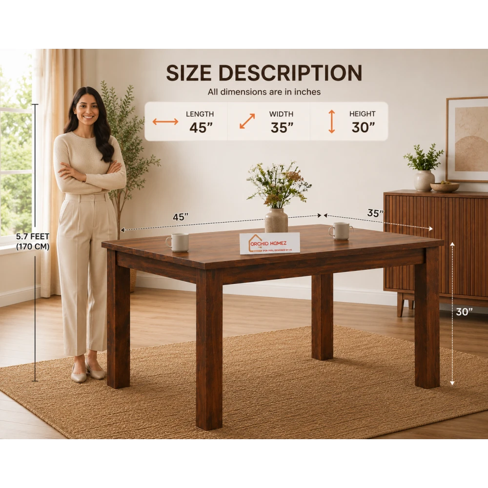 Orchid Homez Amica 4 Seater Wooden Dining Table Set for Home
