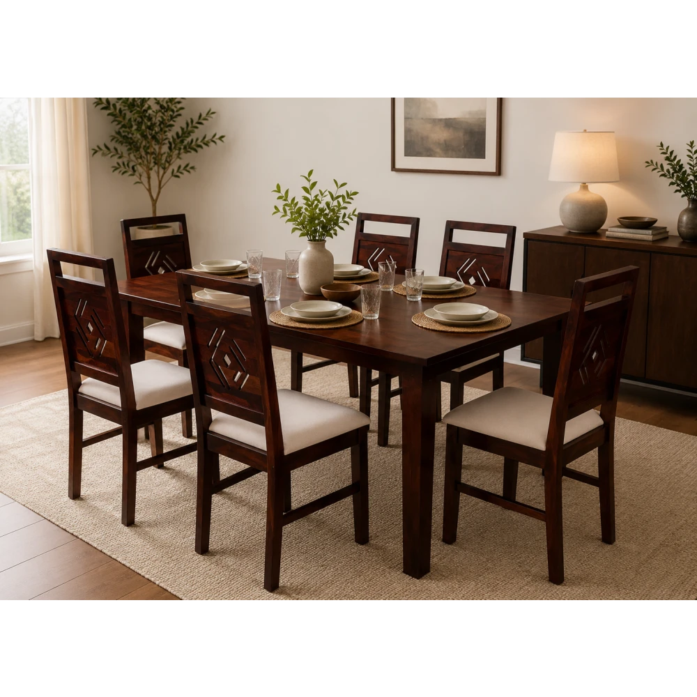 Orchid Homez Diya Dining Chair Set of 2 Wooden Fabric Chairs