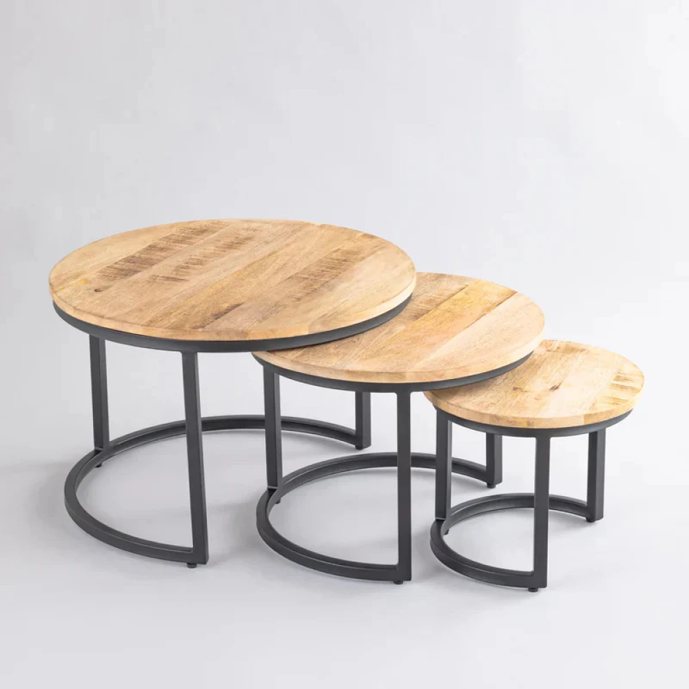 Orchid Homez Set of 3 Nesting Wooden Coffee Tables Living Room