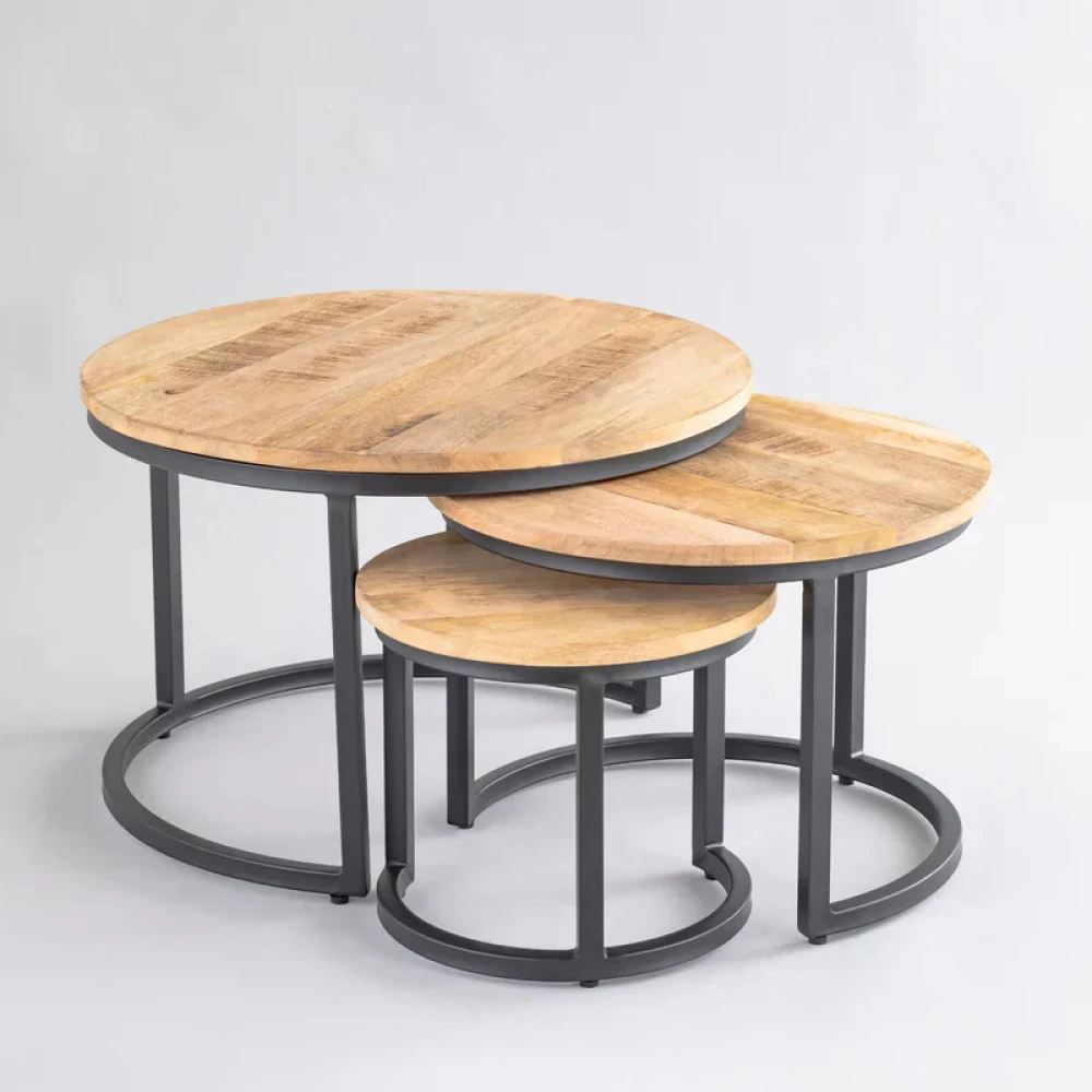 Orchid Homez Set of 3 Nesting Wooden Coffee Tables Living Room