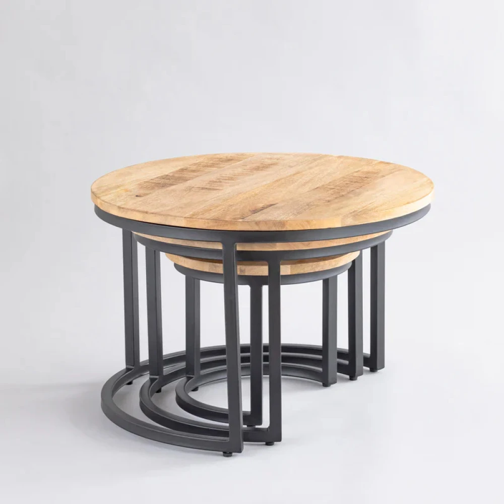 Orchid Homez Set of 3 Nesting Wooden Coffee Tables Living Room