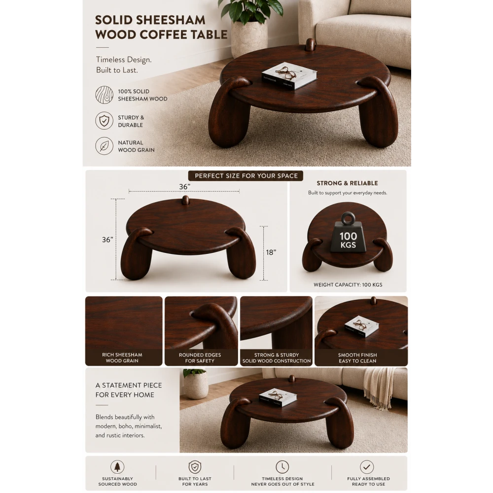 Orchid Homez Veena Wooden Coffee Center Table Living Room