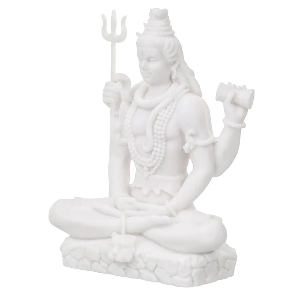 Shivji Idol for Car Dashboard, Home Temple & Office Desk | Compact Resin Lord Shiva Mahadev Murti for Puja Room, Table Decor, Car Dashboard & Spiritual Gift (Meditating Idol with Trishul & Damru)