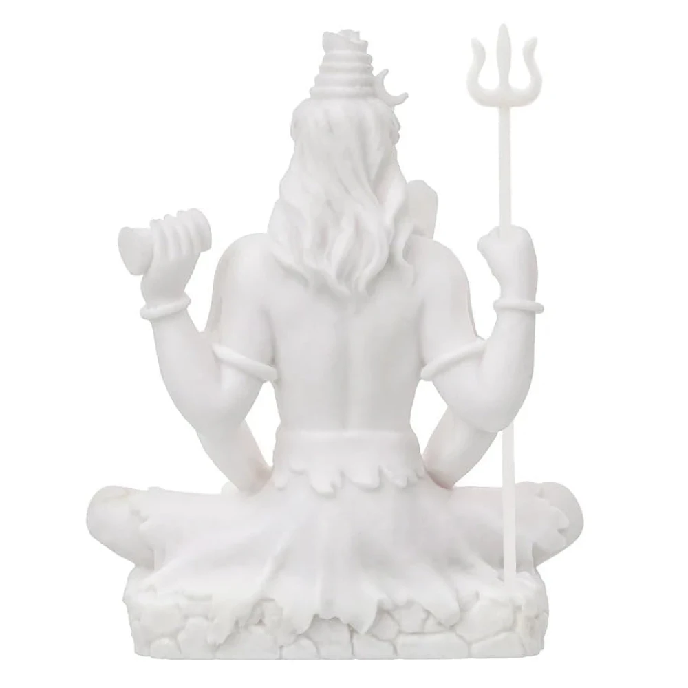 Shivji Idol for Car Dashboard, Home Temple & Office Desk | Compact Resin Lord Shiva Mahadev Murti for Puja Room, Table Decor, Car Dashboard & Spiritual Gift (Meditating Idol with Trishul & Damru)