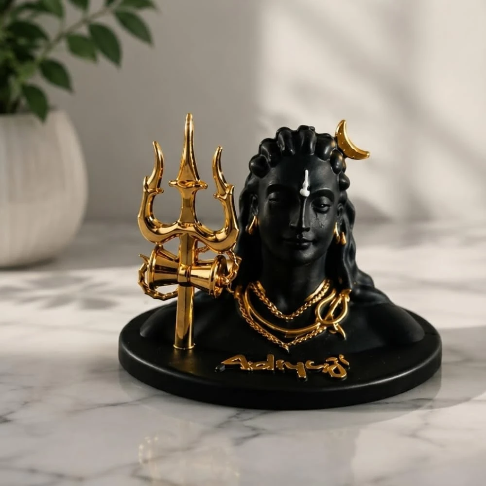 Shivji Idol for Car Dashboard, Home Temple & Office Desk | Compact Resin Lord Shiva Mahadev Murti for Puja Room, Table Decor, Car Dashboard & Spiritual Gift (Adiyogi Shiva)