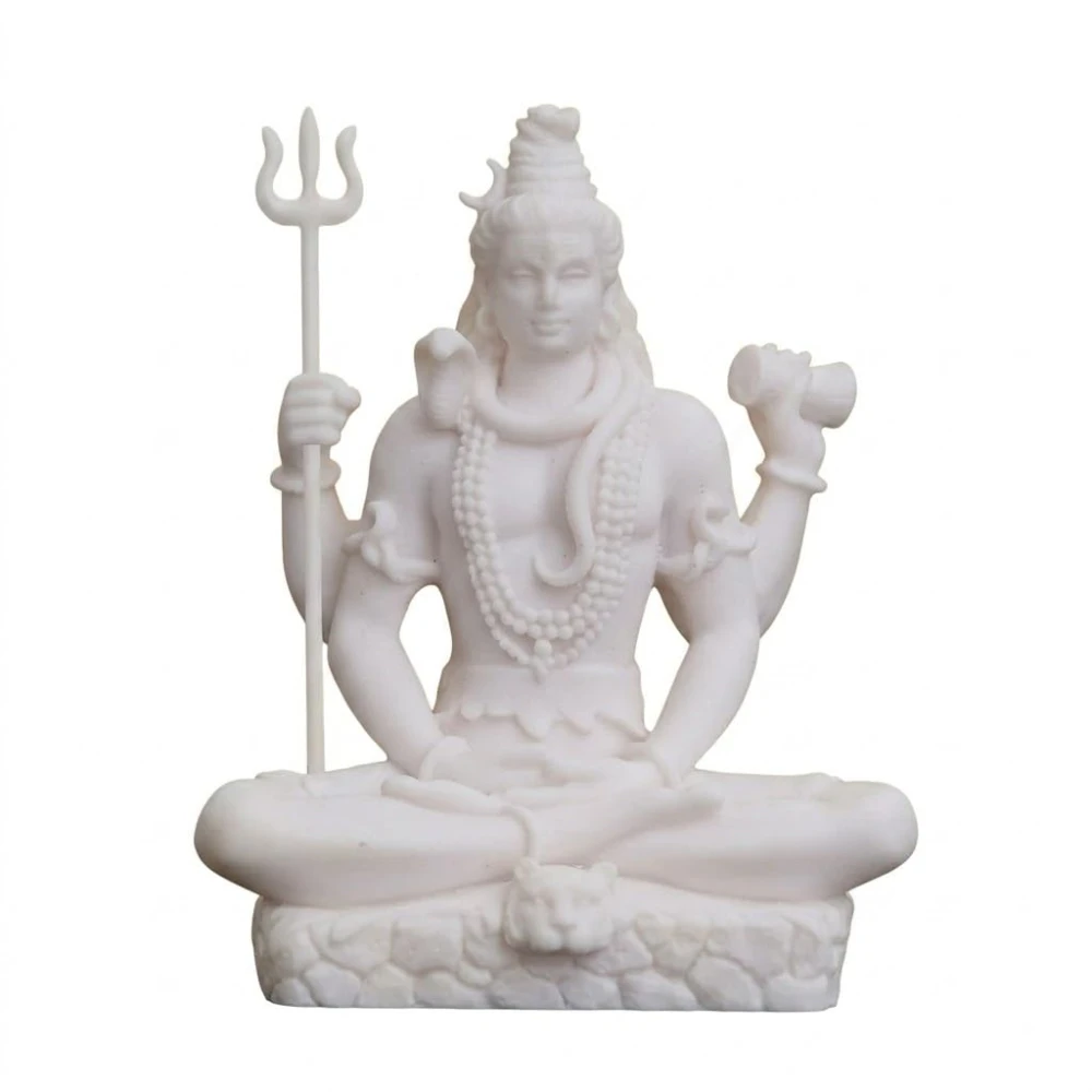 Shivji Idol for Car Dashboard, Home Temple & Office Desk | Compact Resin Lord Shiva Mahadev Murti for Puja Room, Table Decor, Car Dashboard & Spiritual Gift (Meditating Idol with Trishul & Damru)