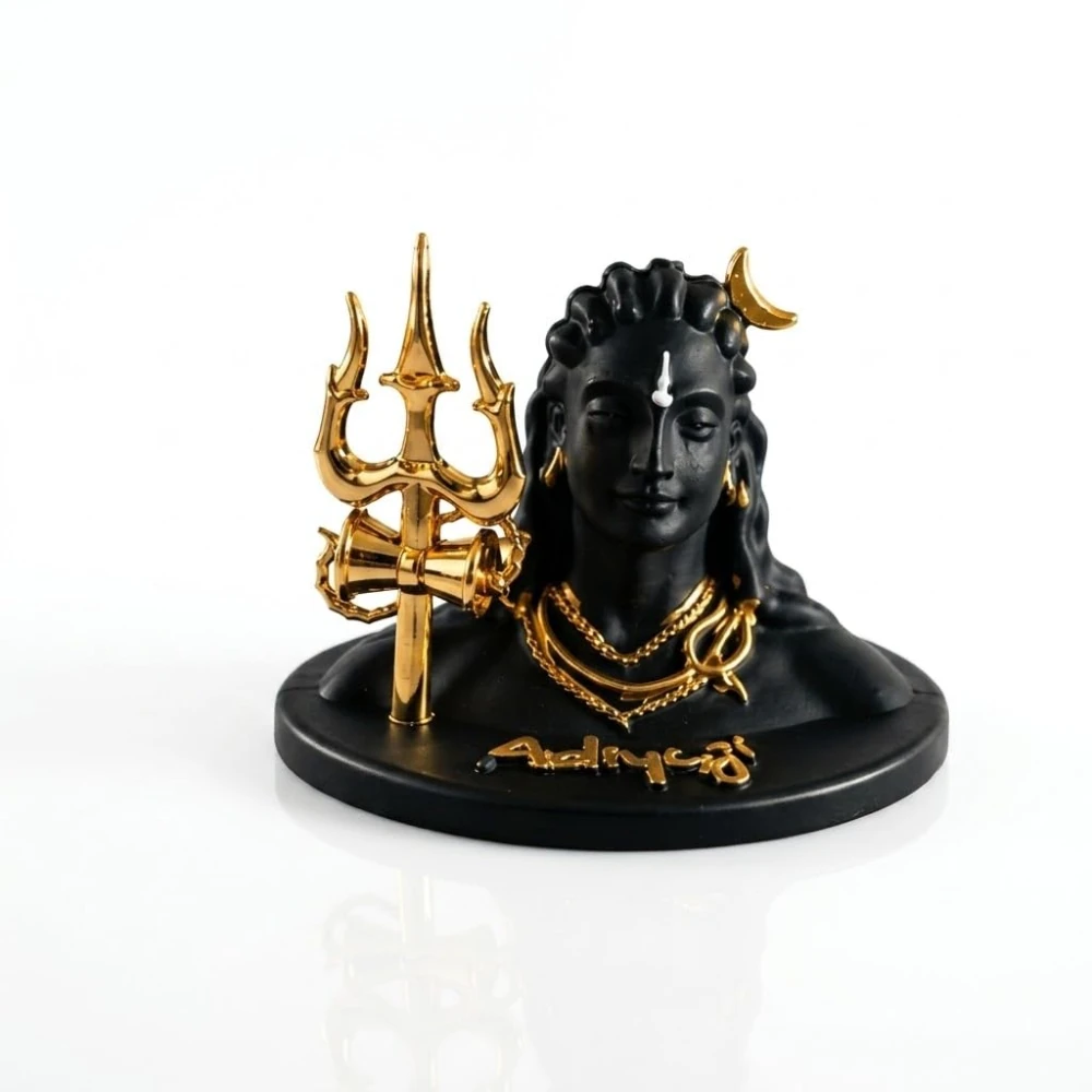 Shivji Idol for Car Dashboard, Home Temple & Office Desk | Compact Resin Lord Shiva Mahadev Murti for Puja Room, Table Decor, Car Dashboard & Spiritual Gift (Adiyogi Shiva)