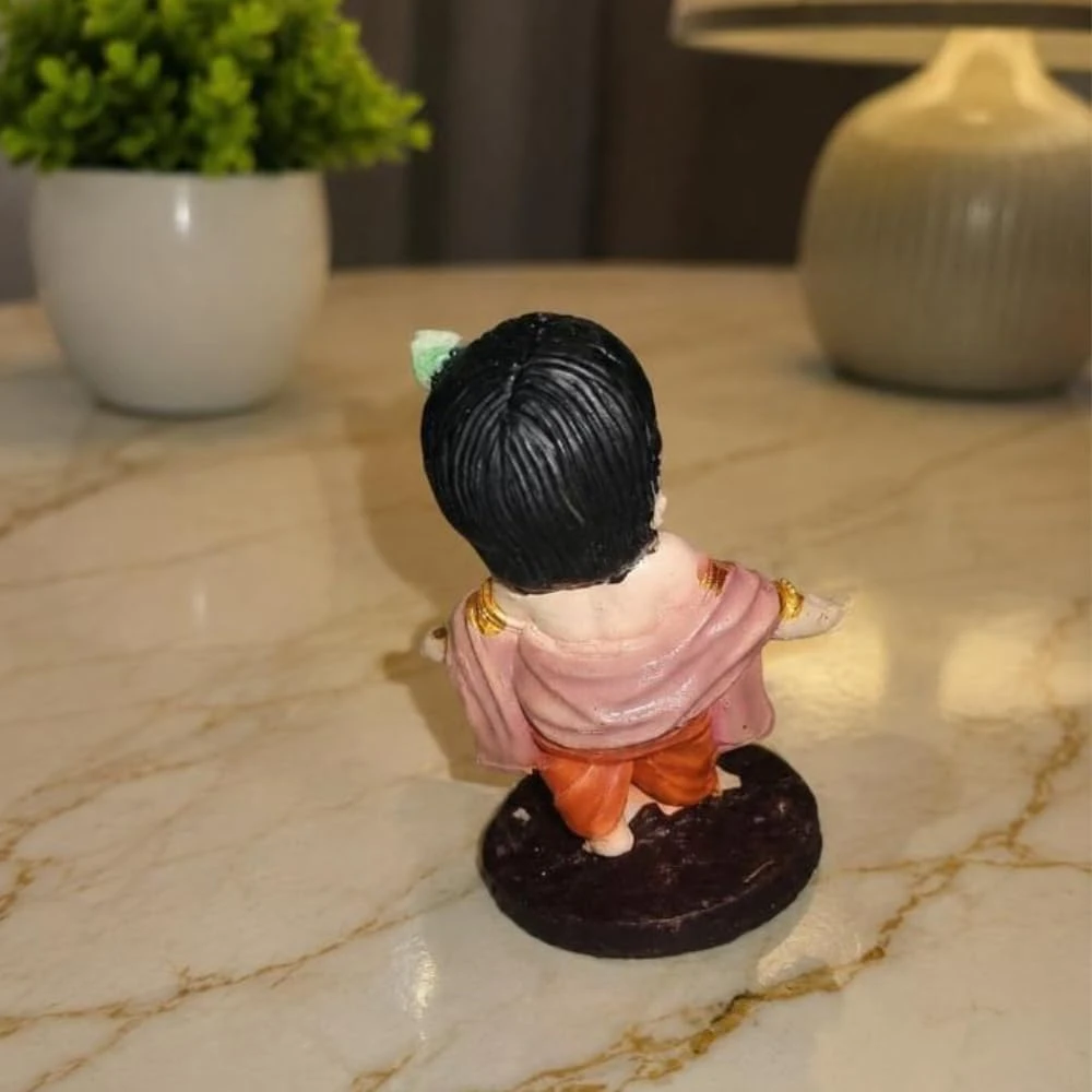 Cute Bal Krishna Idol | Resin Baby Krishna Murti for Home Temple, Mandir & Pooja Room | Little Krishna Statue for Table, Shelf, Office & Home Decor | Hindu God Idol for Puja, Gifting