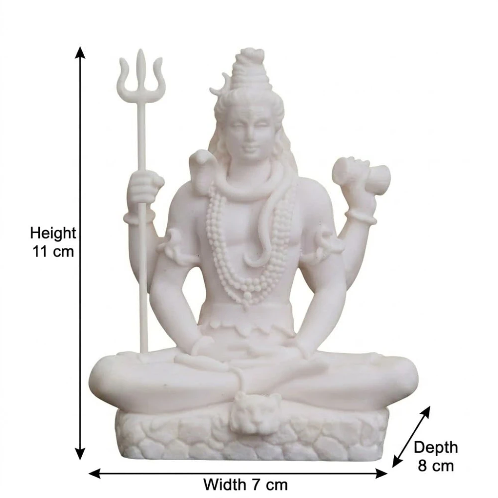 Shivji Idol for Car Dashboard, Home Temple & Office Desk | Compact Resin Lord Shiva Mahadev Murti for Puja Room, Table Decor, Car Dashboard & Spiritual Gift (Meditating Idol with Trishul & Damru)