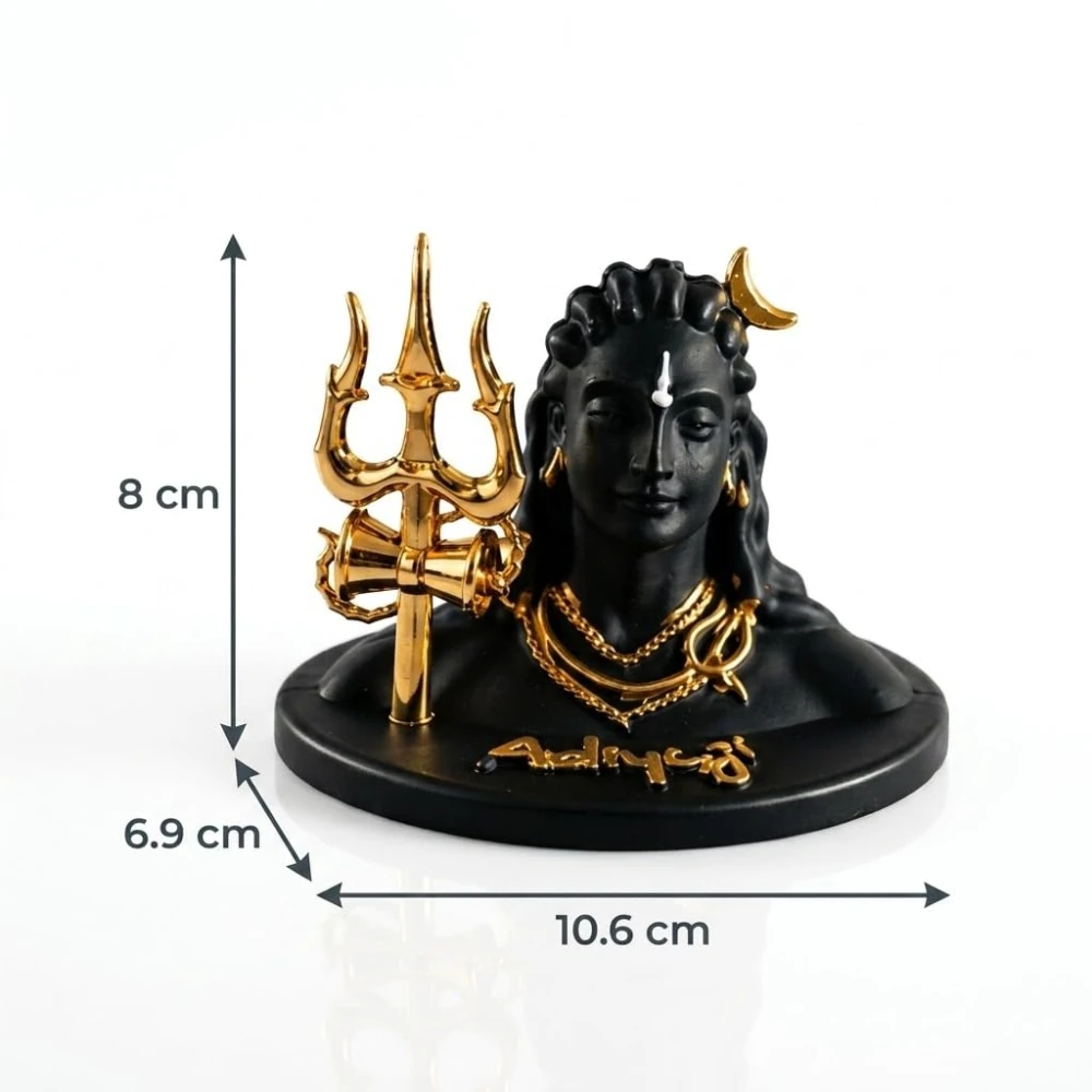 Shivji Idol for Car Dashboard, Home Temple & Office Desk | Compact Resin Lord Shiva Mahadev Murti for Puja Room, Table Decor, Car Dashboard & Spiritual Gift (Adiyogi Shiva)