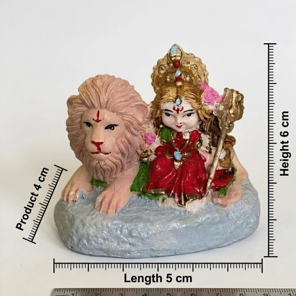 Maa Durga Idol with Lion | Sherawali MATA Murti for Home Temple, Pooja Room, Mandir & Office Decor | Hindu Goddess Durga Statue Religious Showpiece & Spiritual Gift