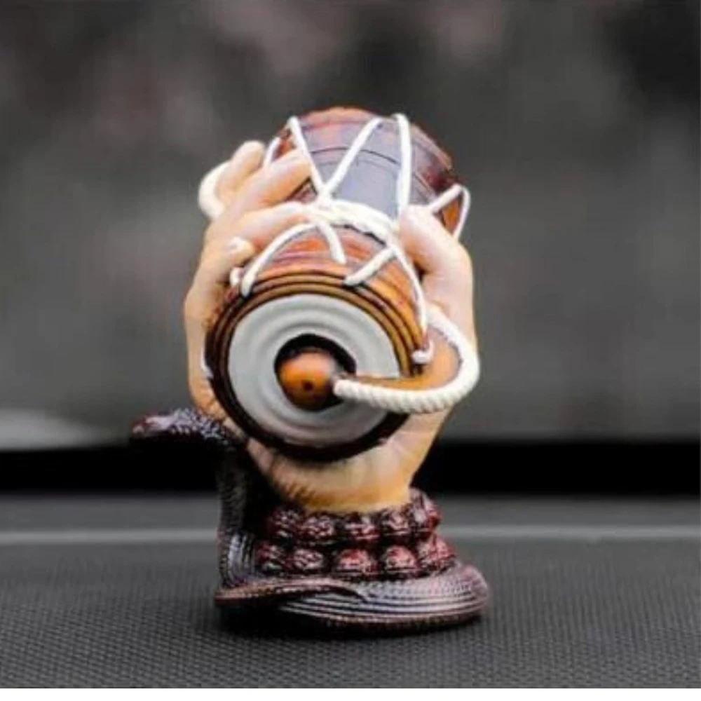 Shivji Idol for Car Dashboard, Home Temple & Office Desk | Compact Resin Lord Shiva Mahadev Murti for Puja Room, Table Decor, Car Dashboard & Spiritual Gift (Brown Damru)