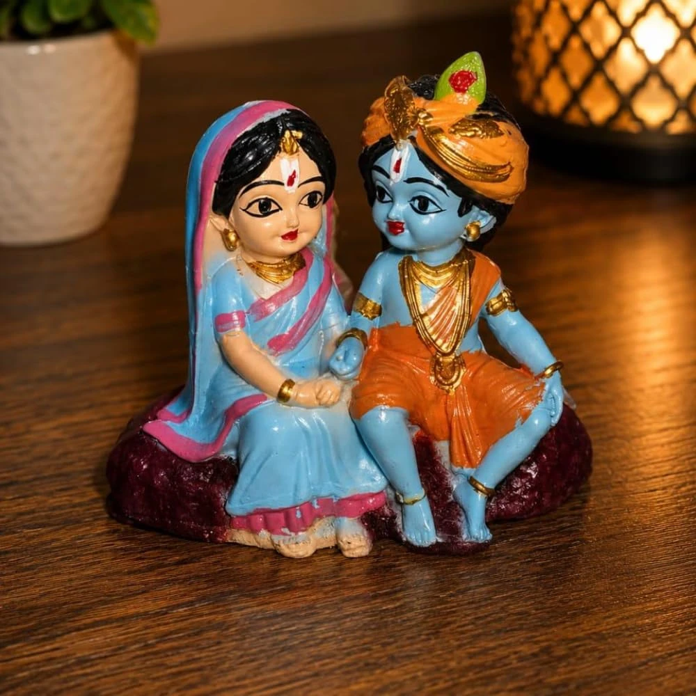 Radha Krishna Idol for Home Decor, Pooja Room & Temple | Beautiful Radha Krishna Murti for Living Room, Bedroom, Office Desk & Gift | Decorative Krishna Radha Statue for Spiritual & Festive Decor