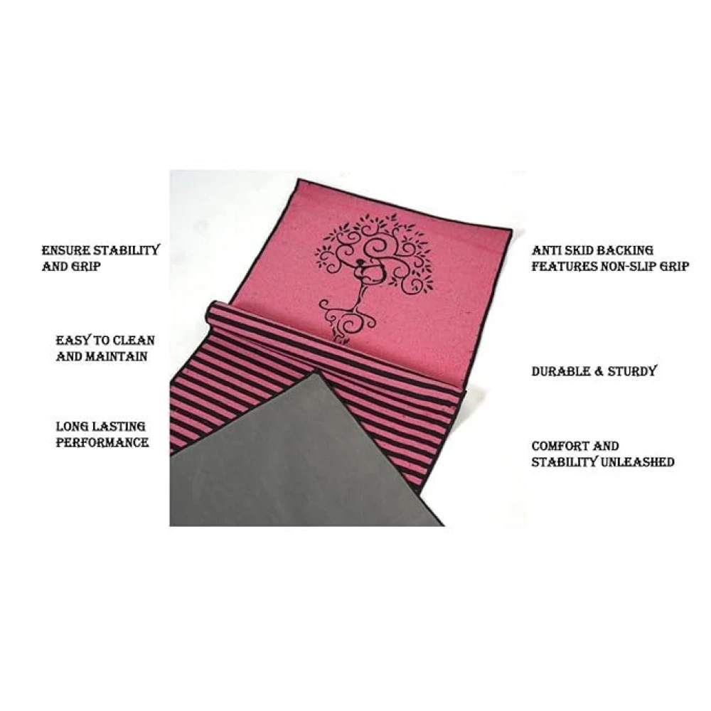 RADECOR 6mm Tree Yoga Mat With Anti Skid Backing For Women and Men (183cmx61cm) Pink