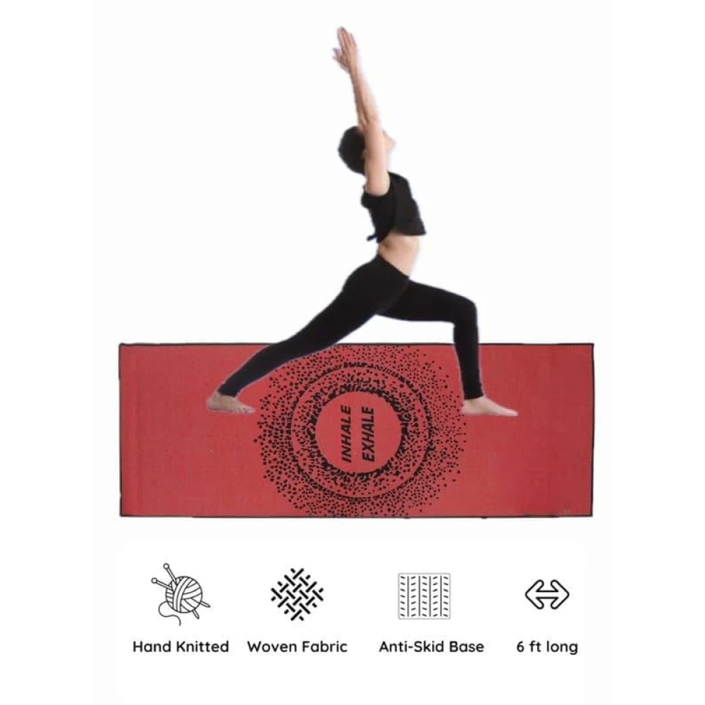 RADECOR 6mm Inhale Exhale Yoga Mat With Anti Skid Backing For Women and Men (183cmx61cm)