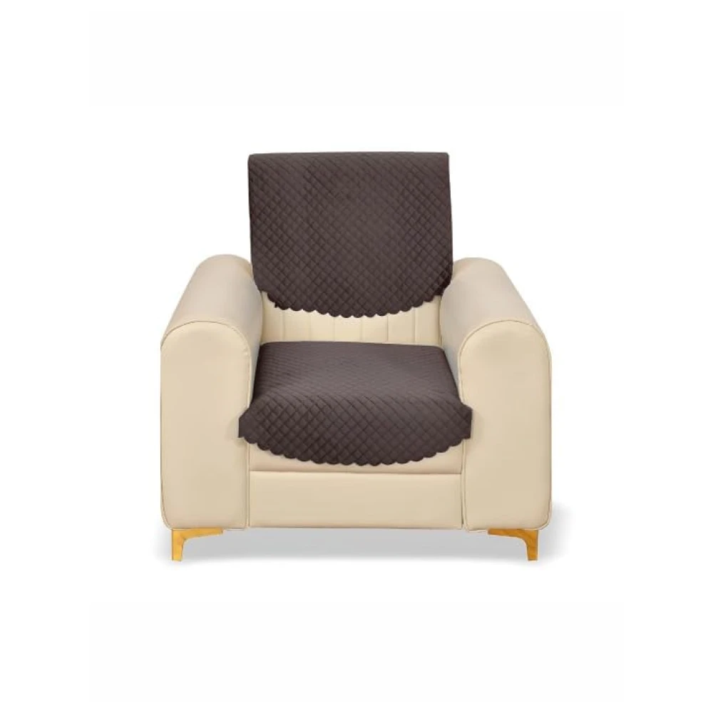 RADECOR ATICUE Solid Color Quilted Sofa Cover, Mouse, 1 Seater