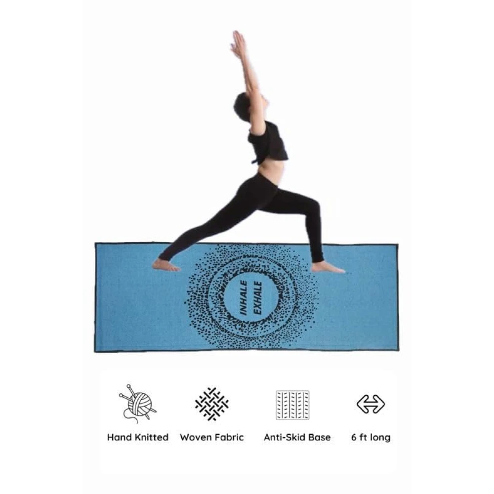RADECOR 6mm Inhale Exhale Yoga Mat With Anti Skid Backing For Women and Men (183cmx61cm) Blue