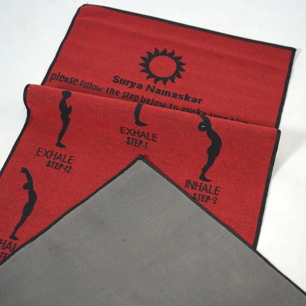 RADECOR 6mm Surya namaskar Yoga Mat With Anti Skid Backing For Women and Men (183cmx61cm) Red