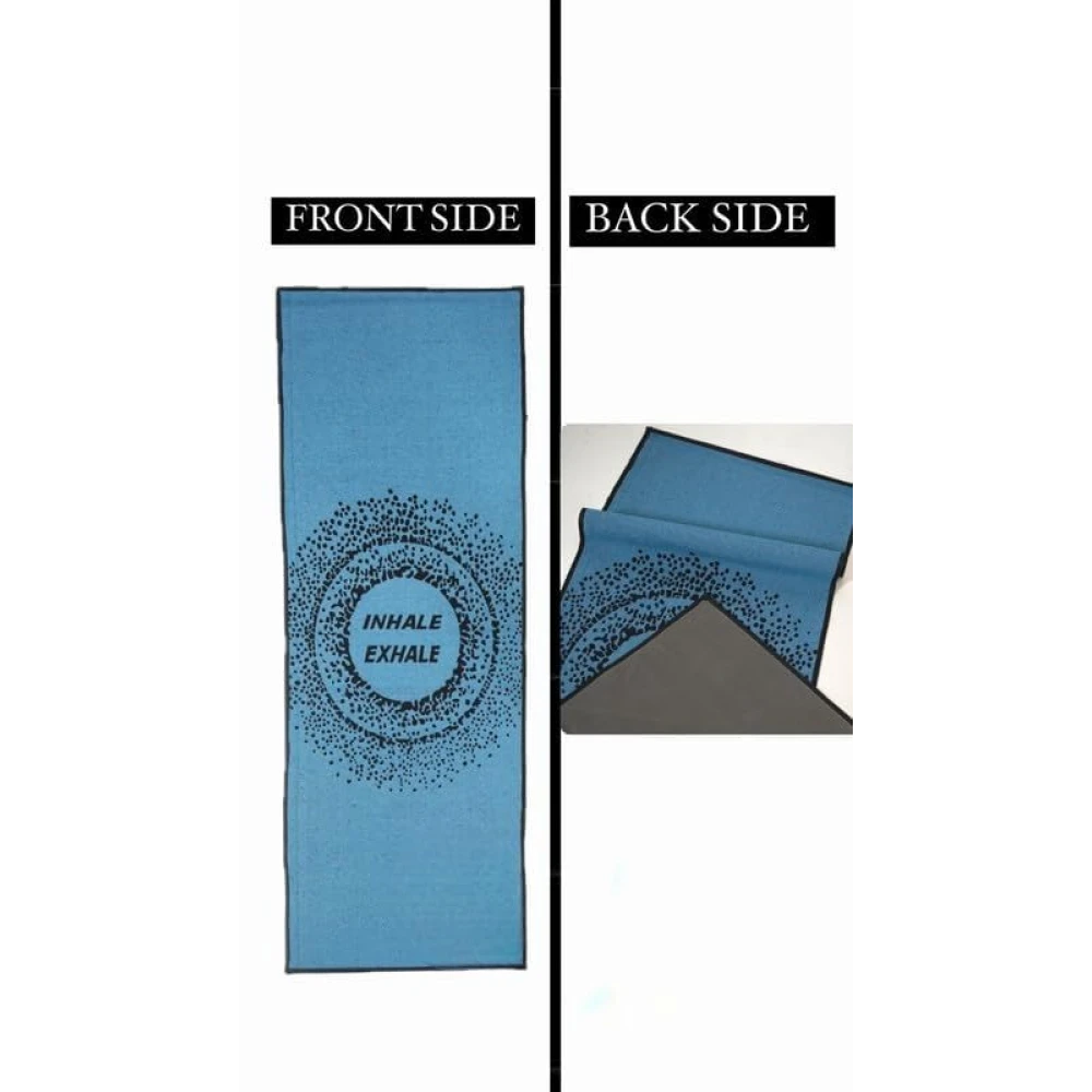 RADECOR 6mm Inhale Exhale Yoga Mat With Anti Skid Backing For Women and Men (183cmx61cm) Blue