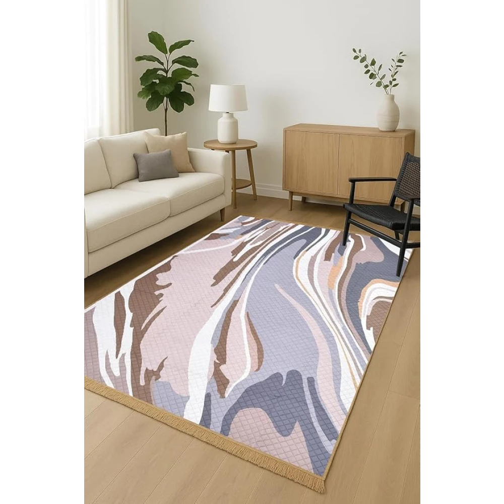 RADECOR Marble Flow Design Polyester Carpet | Modern Abstract Area Rug for Living Room, Bedroom & Office | Soft, Durable & Easy-Care Floor Carpet