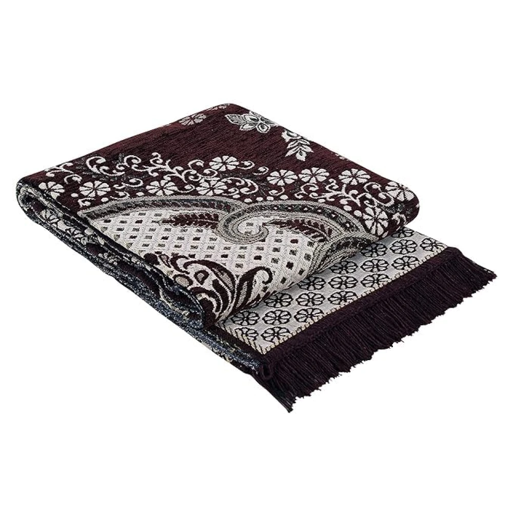 RADECOR World 6D Ethnic Premium Living Room Carpet with Bindings, Area Rug, Sleek and Spacious Rectangular (5X7, Maroon, Chenille, Pack of 1) (210 Cmx152 Cm) (Brown)