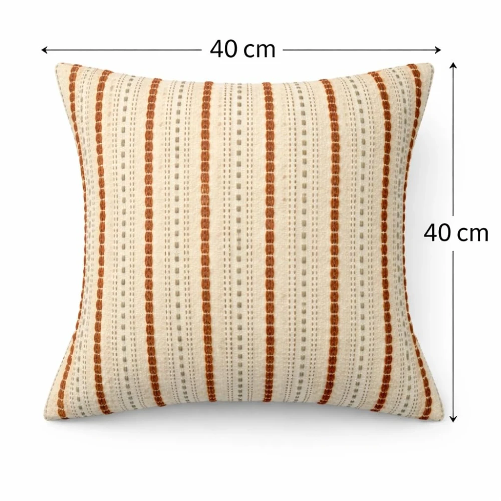 RADECOR Terra Stripe Cushion Cover Set of 5 | Premium Textured Decorative Throw Pillow Covers | Soft Woven Fabric | Hidden Zipper | Modern Boho Farmhouse Sofa Cushion Covers for Living Room, Bedroom