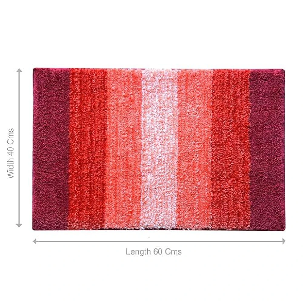 RADECOR Classic Stripe Water Absorbing Bathmat for Floor, Anti Slip Microfiber Bath Rugs 40x60 Cms - Brown